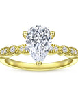 1.3 Carat Pear Cut Luxury Cubic Zirconia Pave Solitaire Engagement Ring in 14 Karat Gold - Boutique Pavè