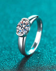 1.5 Carat Brilliant Oval Cut Moissanite East to West Solitaire Engagement Ring in Platinum Plated Sterling Silver - Boutique Pavè