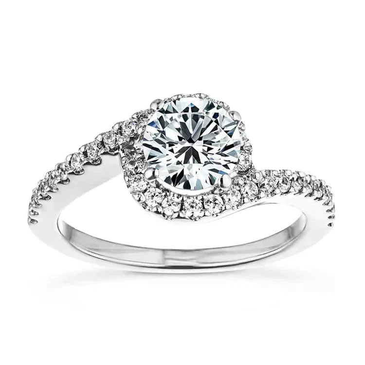 1.5 Carat Brilliant Round Cut Lab Created Diamond Pave Engagement Ring in 18 Karat White Gold - Boutique Pavè