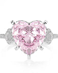 6 Carat Heart Cut Fancy Intense Pink Cubic Zirconia Engagement Ring in Platinum Plated Sterling Silver - Boutique Pavè