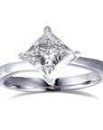 1.5 Carat Princess Cut Lab Created Diamond Twisted Solitaire Engagement Ring in 18 Karat White Gold - Boutique Pavè