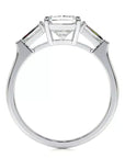 1.5 Carat Radiant and Baguette Cut Lab Created Diamond Engagement Ring in 14 Karat White Gold - Boutique Pavè