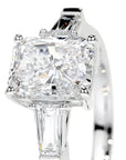 1.5 Carat Radiant and Baguette Cut Lab Created Diamond Engagement Ring in 14 Karat White Gold - Boutique Pavè