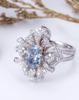 1.5 Carat Radiant Cut Lab Created Diamond Fancy Cluster Statement Ring in 18 Karat White Gold - Boutique Pavè