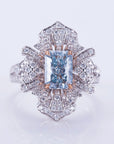 1.5 Carat Radiant Cut Lab Created Diamond Fancy Cluster Statement Ring in 18 Karat White Gold - Boutique Pavè