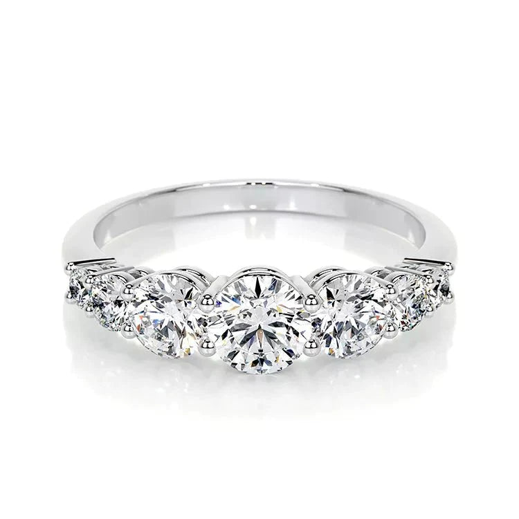 1.5 Carat Round Cut Lab Created Diamond Five Stone Anniversary Ring in 14 Karat White Gold - Boutique Pavè