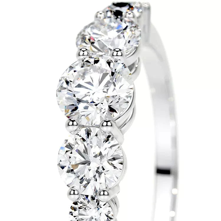 1.5 Carat Round Cut Lab Created Diamond Five Stone Anniversary Ring in 14 Karat White Gold - Boutique Pavè