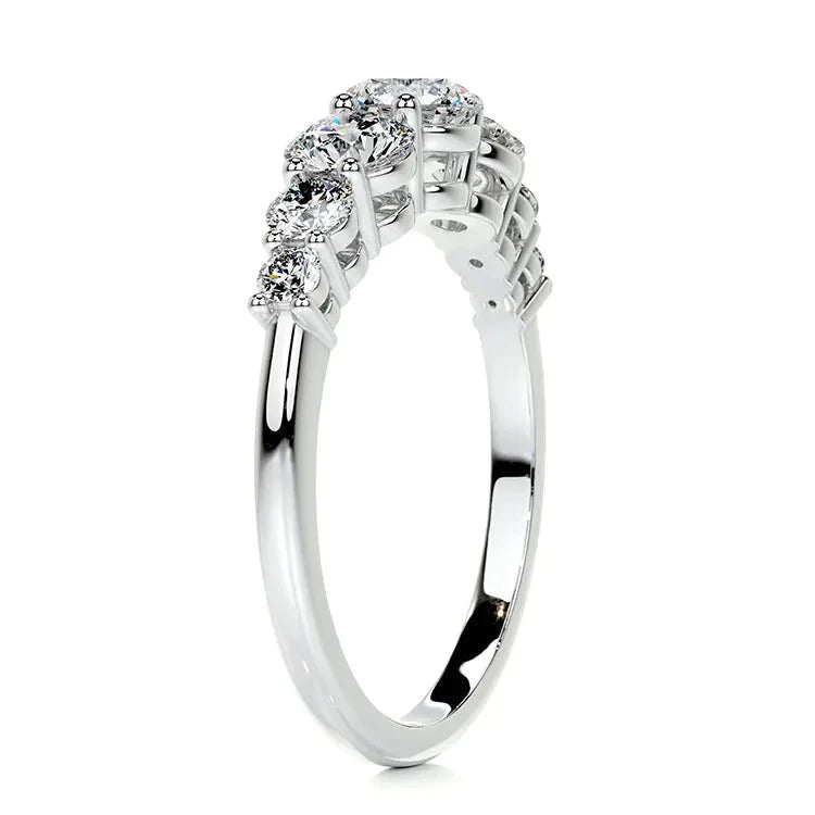 1.5 Total Carat Brilliant Round Cut Moissanite Seven Stone Engagement Ring in Platinum - Boutique Pavè