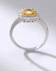 1.75 Carat Cushion Cut Canary Lab Created Diamond Double Halo Engagement Ring 14 Karat White Gold - Boutique Pavè