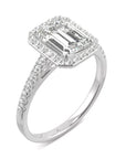1.75 Total Carat Emerald Cut Moissanite Engagement Ring in 14 Karat White Gold - Boutique Pavè