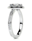 2 Carat Brilliant Oval Cut Moissanite Halo Engagement Ring in Platinum - Boutique Pavè