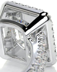 2 Carat Brilliant Round Cut Moissanite Split Shank Halo Engagement Ring in 18 Karat White Gold - Boutique Pavè