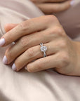 2 Carat Cushion Cut Moissanite Twisted Shank Engagement Ring in 14 Karat White Gold - Boutique Pavè