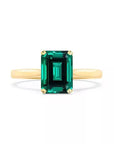 2 Carat Emerald Cut Lab Created Emerald Solitaire Engagement Ring in 18 Karat Yellow Gold - Boutique Pavè