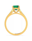 2 Carat Emerald Cut Lab Created Emerald Solitaire Engagement Ring in 18 Karat Yellow Gold - Boutique Pavè