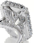 2 Carat Emerald Cut Moissanite Halo Engagement Ring in 14 Karat White Gold - Boutique Pavè