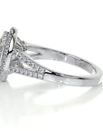 2 Carat Oval Cut Moissanite Halo Split Shank Engagement Ring in 18 Karat White Gold - Boutique Pavè
