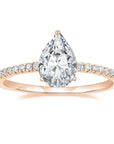 2 Carat Pear Cut 5A Rated Cubic Zirconia Pave Solitaire Engagement Ring Gold Plated Sterling Silver - Boutique Pavè