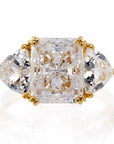 2 Carat Radiant and Trillion Cut Cubic Zirconia Engagement Ring In Sterling Silver - Boutique Pavè