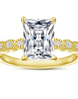 2 Carat Radiant Cut Luxury Cubic Zirconia Pave Solitaire Engagement Ring in 14 Karat Gold - Boutique Pavè