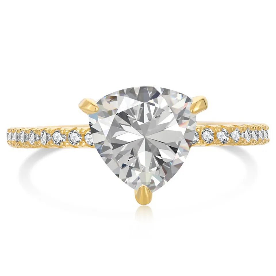 2 Carat Trillion Cut Cubic Zirconia Pave Solitaire Engagement Ring in Platinum Plated Sterling Silver - Boutique Pavè