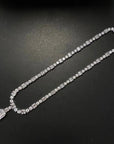 20 Carat Emerald Cut Imitation Diamond Cubic Zirconia Tennis Necklace in Platinum-Plated Sterling Silver - Boutique Pavè