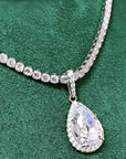 20 Carat Pear Cut Cubic Zirconia Statement Necklace in Platinum-Plated Sterling Silver - Boutique Pavè