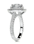 2.25 Carat Brilliant Round Moissanite Double Halo Engagement Ring in Platinum - Boutique Pavè