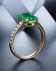 2.25 Carat Emerald Cut Lab Created Emerald Pave Solitaire Engagement Ring in 9 Karat Gold - Boutique Pavè