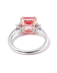 2.5 Carat Asscher Cut Lab Created Pink Sapphire and Moissanite Engagement Ring in 14 Karat Gold - Boutique Pavè