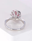 2.5 Carat Brilliant Round Cut Fancy Pink Moissanite Vintage Halo Engagement Ring in 18 Karat White Gold - Boutique Pavè