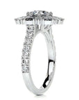 2.5 Carat Brilliant Round Cut Moissanite Fancy Cluster Halo Engagement Ring in Platinum - Boutique Pavè
