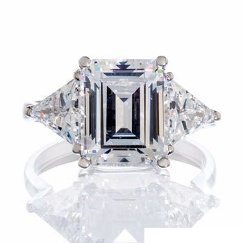 2.5 Carat Emerald Cut Cubic Zirconia Engagement Ring - Yellow Gold Plated Sterling Silver - Boutique Pavè