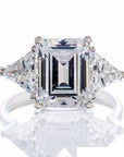 2.5 Carat Emerald Cut Cubic Zirconia Engagement Ring - Yellow Gold Plated Sterling Silver - Boutique Pavè