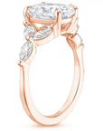 2.5 Carat Oval Cut Lab Created Diamond and Marquis Accent Engagement Ring in 18 Karat Rose Gold - Boutique Pavè