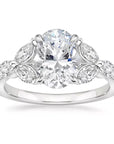 2.5 Carat Oval Cut Lab Created Diamond and Marquis Accent Engagement Ring in 18 Karat White Gold - Boutique Pavè