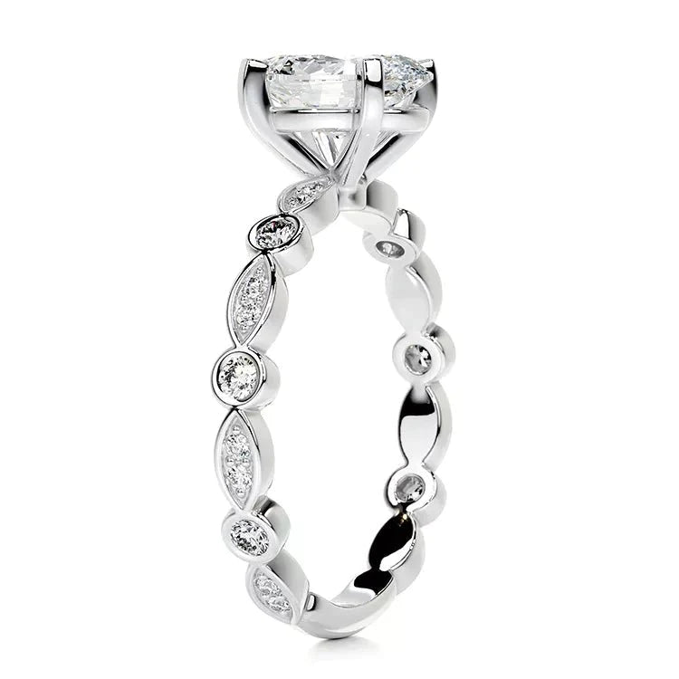 2.5 Carat Oval Cut Moissanite Eternity Solitaire Engagement Ring in Platinum - Boutique Pavè