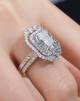 2.5 Carat Radiant Cut Lab Created Diamond Nested Engagement Ring in 10 Karat Gold - Boutique Pavè