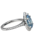 2.70 Carat Pear Cut Fancy Blue Lab Created Diamond Halo Engagement Ring 14 Karat White Gold - Boutique Pavè
