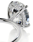 3 Carat Brilliant Oval Cut Secret Halo Moissanite Solitaire Engagement Ring in 14 Karat White Gold - Boutique Pavè