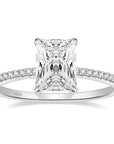 3 Carat Brilliant Radiant Cut 5A Rated Cubic Zirconia Pave Solitaire Engagement Ring Gold Plated Sterling Silver - Boutique Pavè