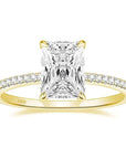 3 Carat Brilliant Radiant Cut 5A Rated Cubic Zirconia Pave Solitaire Engagement Ring Gold Plated Sterling Silver - Boutique Pavè