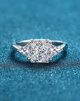 3 Carat Brilliant Radiant Cut Moissanite Accent Solitaire Engagement Ring in Platinum Plated Sterling Silver - Boutique Pavè
