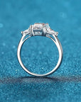3 Carat Brilliant Radiant Cut Moissanite Accent Solitaire Engagement Ring in Platinum Plated Sterling Silver - Boutique Pavè