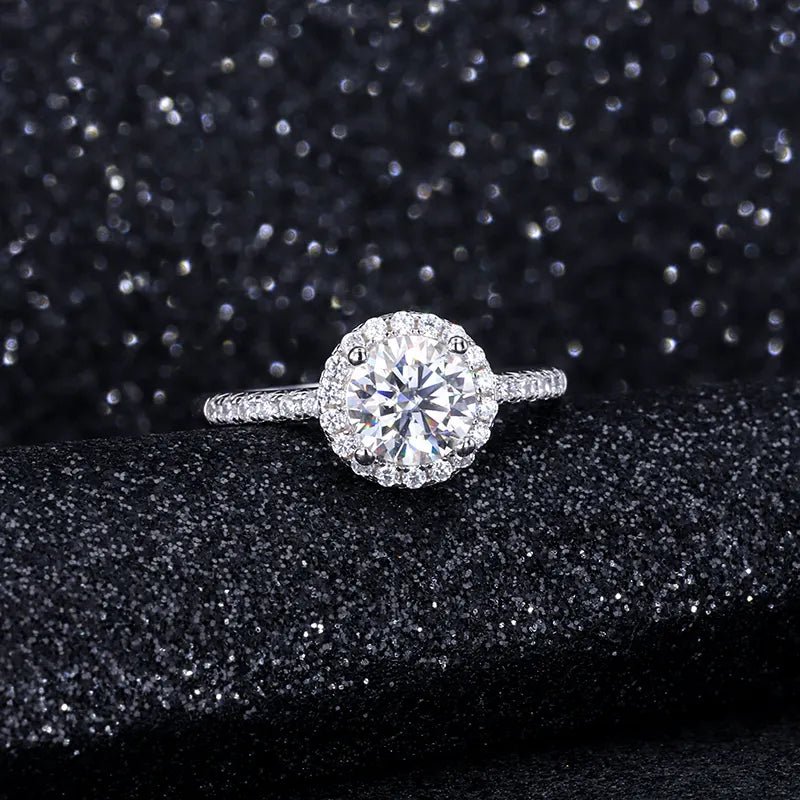 3 Carat Brilliant Round Cut Pave Halo Engagement Ring in Platinum Plated Sterling Silver - Boutique Pavè