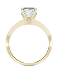 3 Carat Emerald Cut Genuine Moissanite Solitaire Engagement Ring - 14 Karat Yellow Gold - Boutique Pavè
