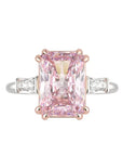 3 Carat Fancy Pink Lab Created Diamond Solitaire Accent Engagement Ring in 18 Karat Gold - Boutique Pavè