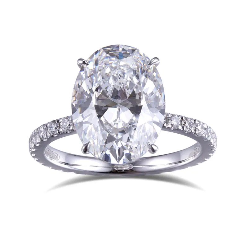 3 Carat Oval Cut Lab Created Diamond Solitaire Eternity Engagement Ring in 18 Karat Gold - Boutique Pavè