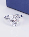 3 Carat Oval Cut Lab Created Diamond Solitaire Eternity Engagement Ring in 18 Karat Gold - Boutique Pavè