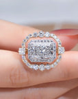 3 Carat Radiant Cut Lab Created Diamond East to West Halo Engagement Ring in 14 Karat Gold - Boutique Pavè